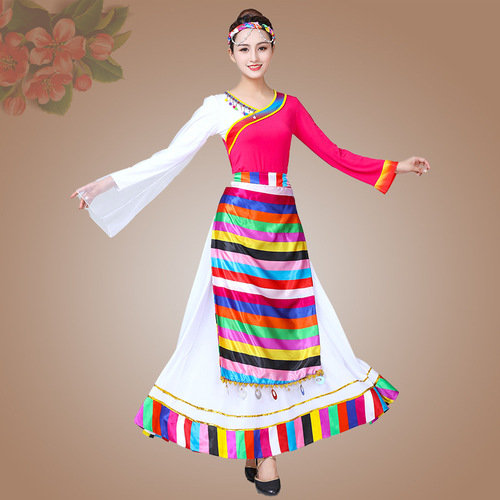 2019 Square Dance Costume New Middle-Aged Spring and Summer Performance Suit Milky Silk Ethnic Dance Large Swing Skirt Short Skirt