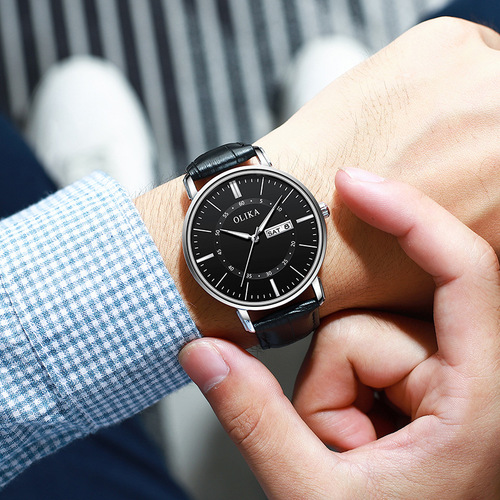 Men'sCalendarSingleHandedCommuteQuartzWatchFashionWaterproofQuartzWristWatch with 