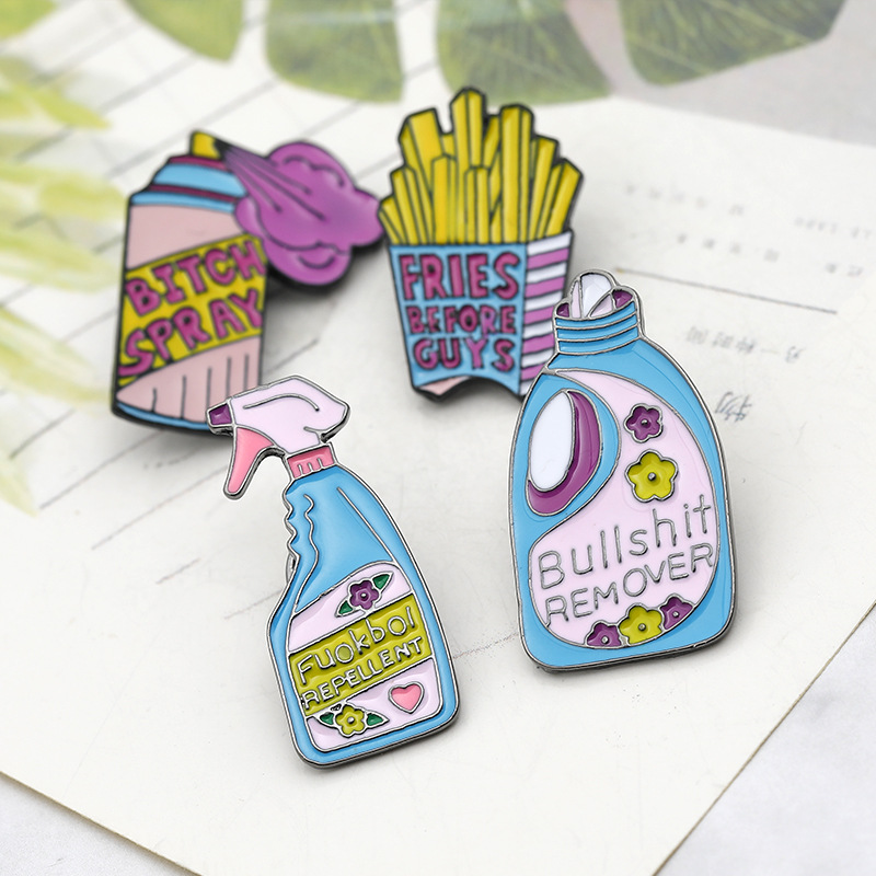 Cartoon, Colorful, Badge, French Fries Pattern Unisex Gender Cute Pin Cartoon Colorful Badge Alloy Metal Plating Unisex Brooches