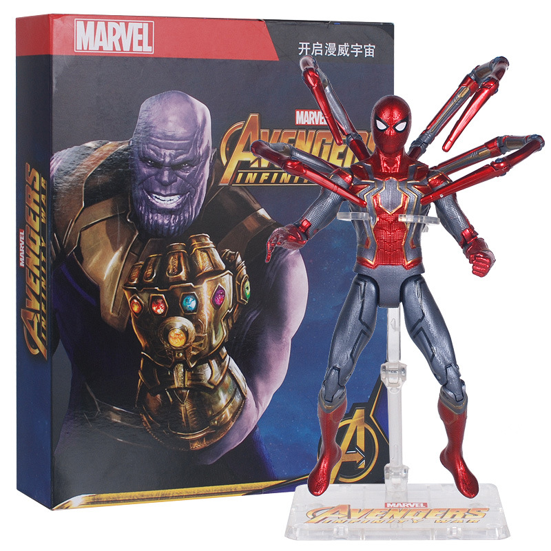 中动 7寸升级版钢铁蜘蛛侠盒装漫威正版多关节玩具模型摆件带底座