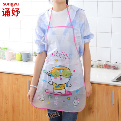 卡通可愛防水防油公主女士圍裙韓版時尚廚房做飯半身成人無袖圍腰