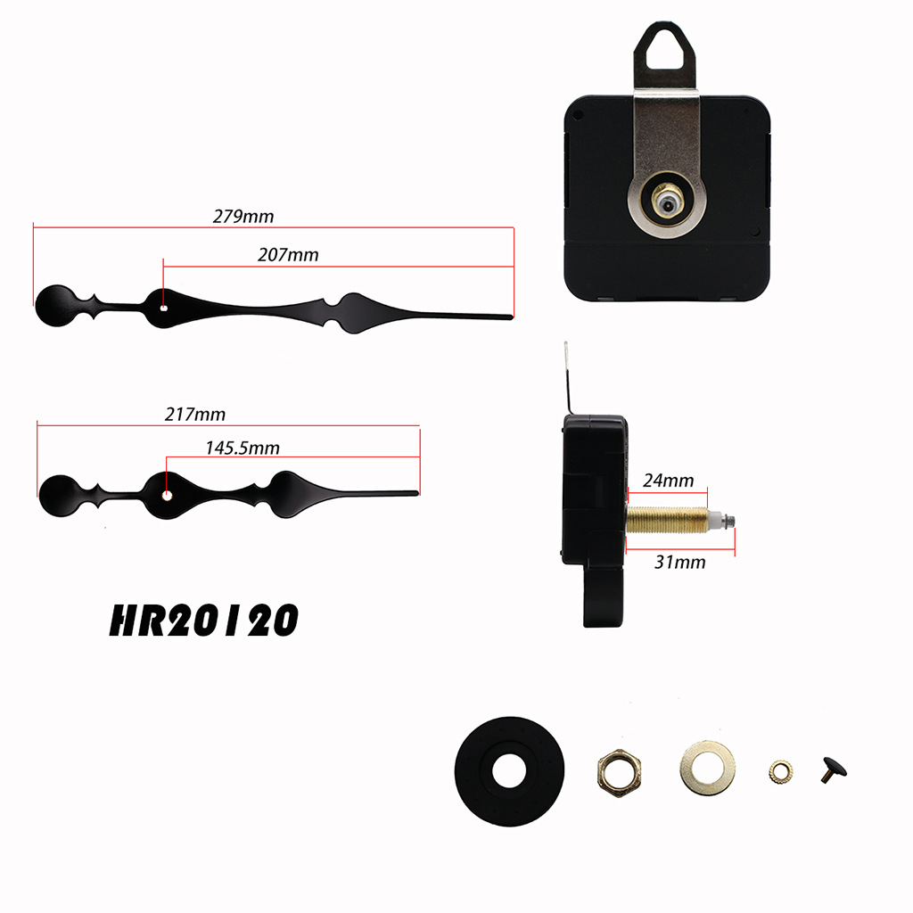 AliExpress caliente DIY reloj creativo HR1688 eje largo torque grande Reloj de pared movimiento + 20cm reloj de metal aguja