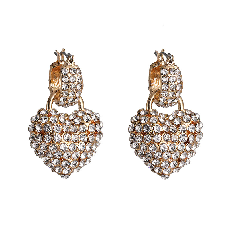 Earrings With Micro-set Rhinestones And Large Zircon Love Heart-shaped Studs Women Earrings display picture 6