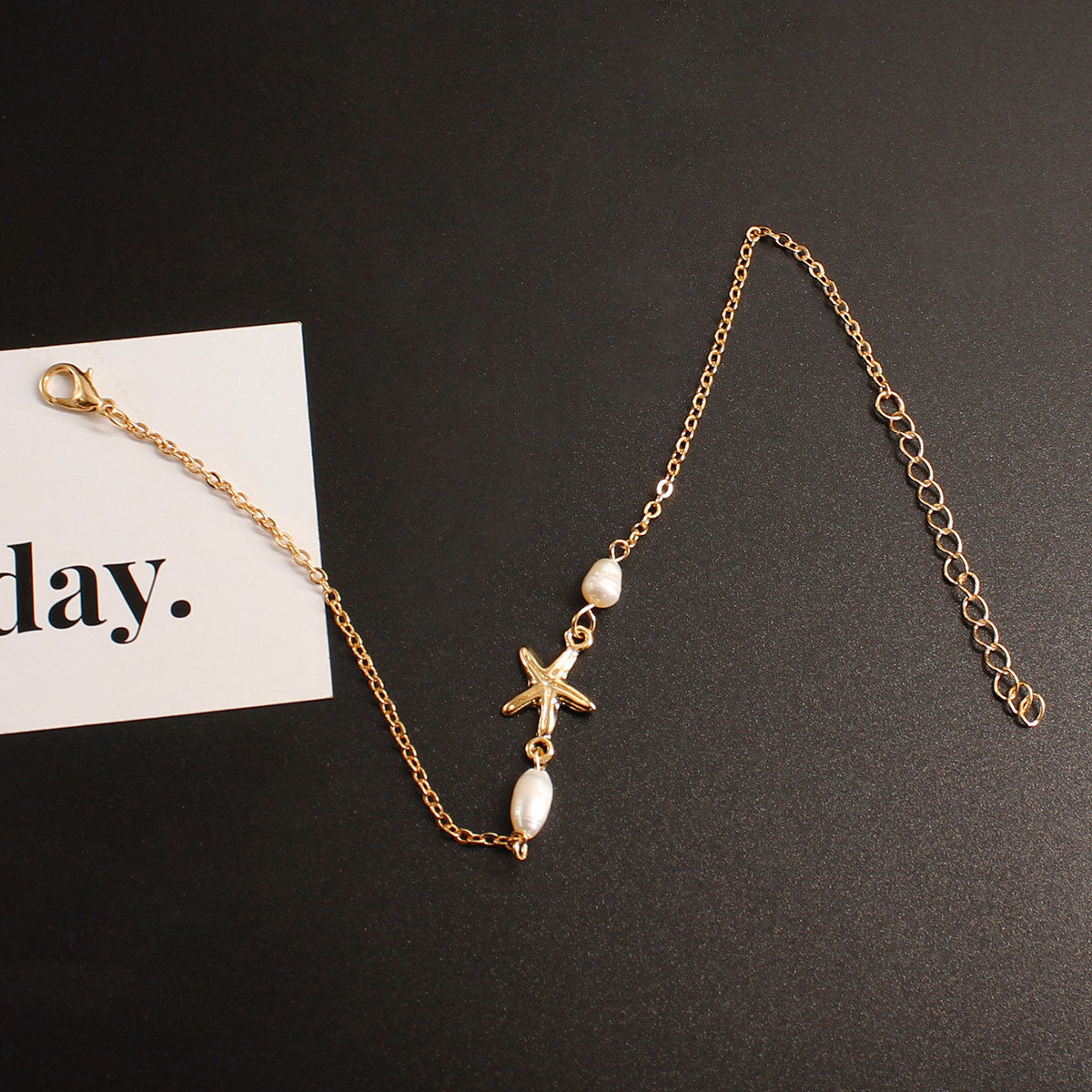 Fashion Star Alloy Plating Artificial Pearls Anklet