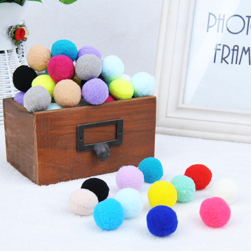 Cat Toy Plush Ball Seven-Colored Teeth-Resistant Bite-Resistant Elastic Ball Pet Interactive Funny Cat Small Hair Ball 3cm