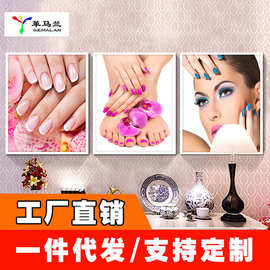 美甲店面装饰画美容院化妆品工作室壁画图片挂画指甲照片墙画定制