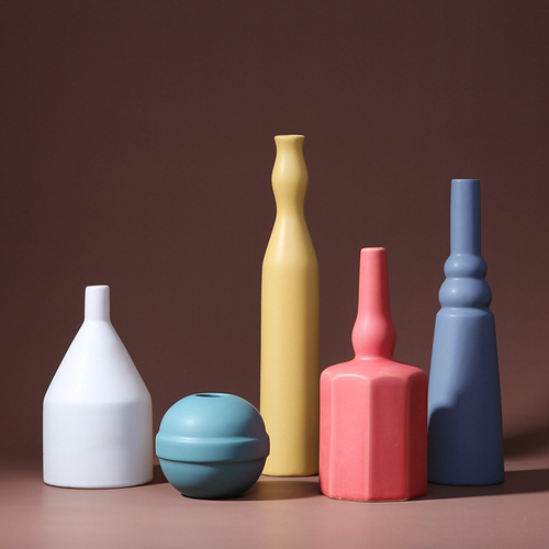 Nordic Morandi color ceramic vase ins simple living room hotel decoration ornaments soft decoration crafts wholesale