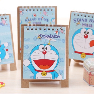 供应站立式哆啦A梦款线圈本 台挂历  优质纸张 携带方便定制LOGO