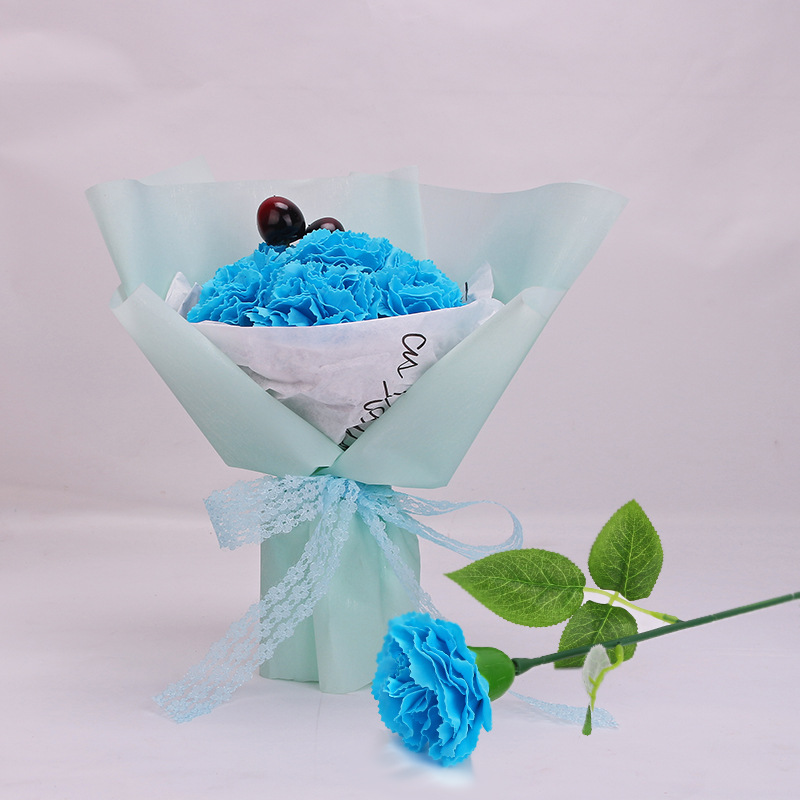 1908新款7朵康乃馨圆捧花束 蓝1