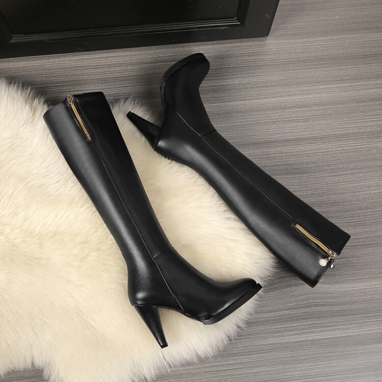 Thick Heel High Heel Wine Cup Heel Side Zipper Knight Boots High Boots Foreign Trade Large Size Women's Boots