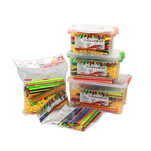 4D space straw inserting building blocks children's educational diy toys creative kindergarten boys and girls dropshipping