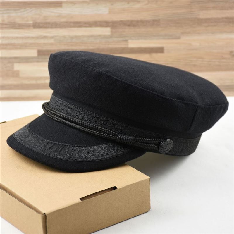 秋冬新品海军帽英伦风水手帽船长帽小头围女帽大号平顶帽休闲时尚