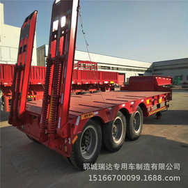 13米75半挂车拖车报价 9.6米平板半挂车详细参数 图片