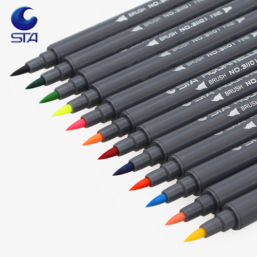 Sta 3110 Water-Based Marker Pen, Dual-Headed Soft-Tip Watercolor Pigment Pen, Ink-Wash Brush for Hand-Painting—Wholesale