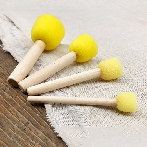 Cross-border sponge painting brush 4-piece set of ceramic tools for children and early childhood education graffiti sponge painting tools mushroom stick