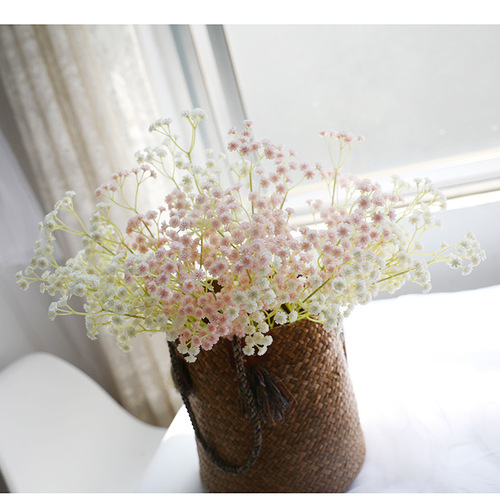 Simulated bouquet soft glue baby's breath DIY bridal bouquet simulated green plant plastic flower pink white decorative flower