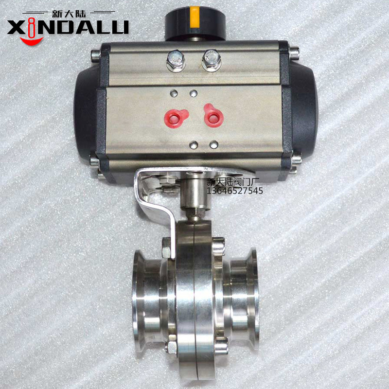 卫生级气动德 标蝶阀 不锈钢304/316L一端螺纹一端快装蝶阀