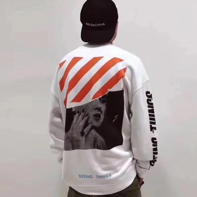 OW潮牌OFFWHITE2019高品质梦露做旧印花宽松男女同款纯棉连帽卫衣|ru