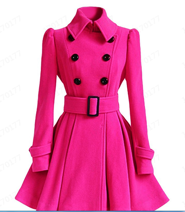 Women's Fashion Solid Color Double Breasted Coat Woolen Coat display picture 6