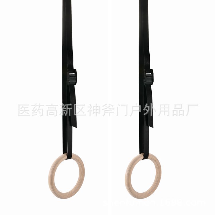 Indoor Outdoor Sports Fitness Products Adjustable 25mm Birch Gymnastics Rings Children Wooden Rings Swing