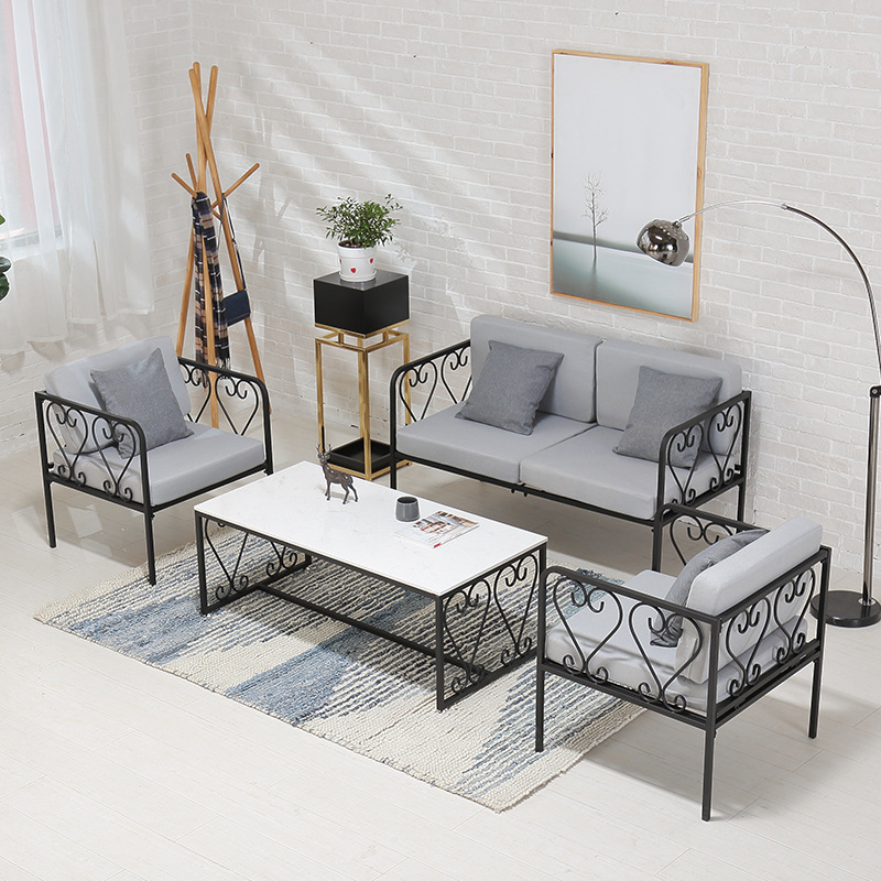 北欧布艺沙发欧式铁艺小户型简约现代轻奢网红客厅家具组合套装|ru