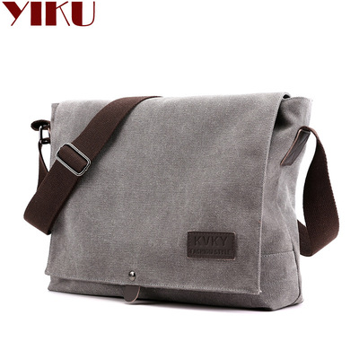 2019新款休闲男包单肩包简约男士青年斜挎包背包复古帆布包横款|ru