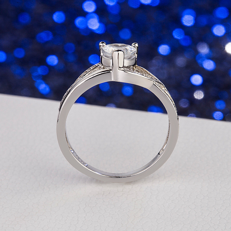 Zircon Inlay Material Romantic Heart Shape Copper Inlay Zircon Rings