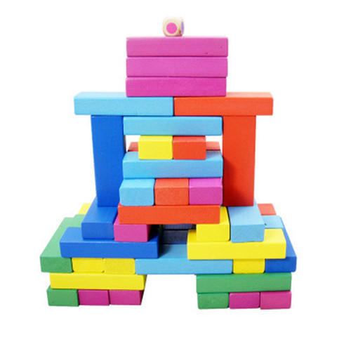 Wooden educational and leisure digital 54-piece large-sized building blocks stacked high creative Jenga tabletop game