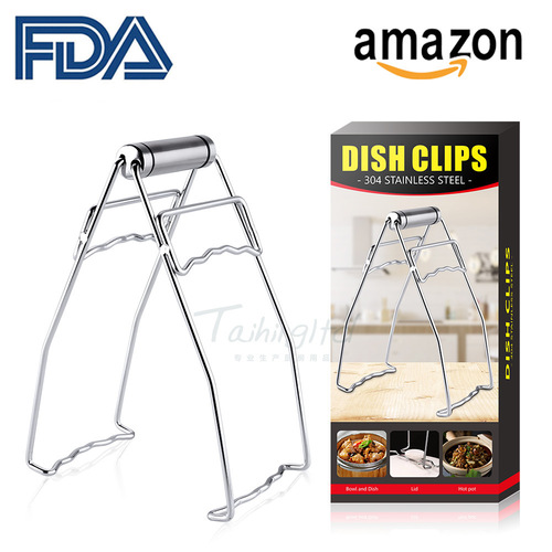 Kitchen gadgets 304 stainless steel anti-scalding clip, large extended and thickened dish clip, suitable for large and small dishes