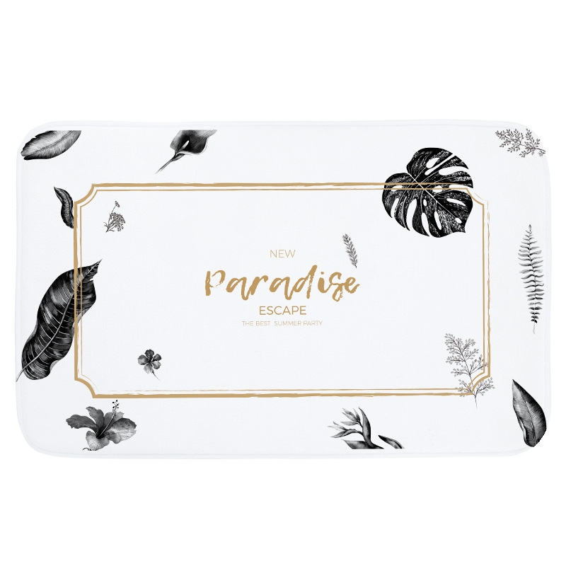 Estilo nórdico alfombra de baño impresa alfombra de piso no tejida ultra suave alfombra de piso de peluche corta alfombra de piso impresa absorbente doméstica