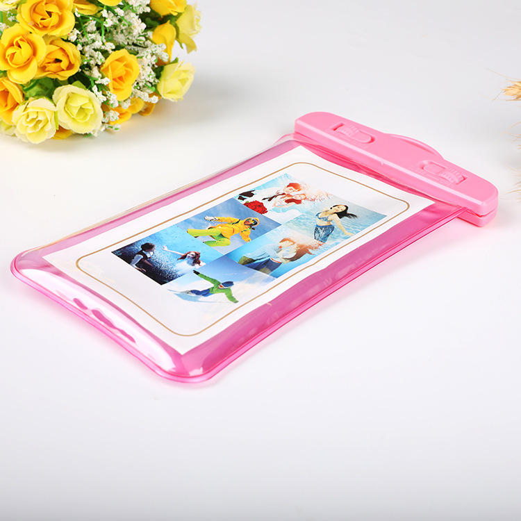 厂家批发pvc手机充气防水套袋 新款气囊解锁透明游泳手机防水袋