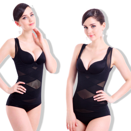 Breathable online bamboo fiber best-selling ultra-thin breast support, tummy control, waist shaping garment, seamless female body shaping vest factory