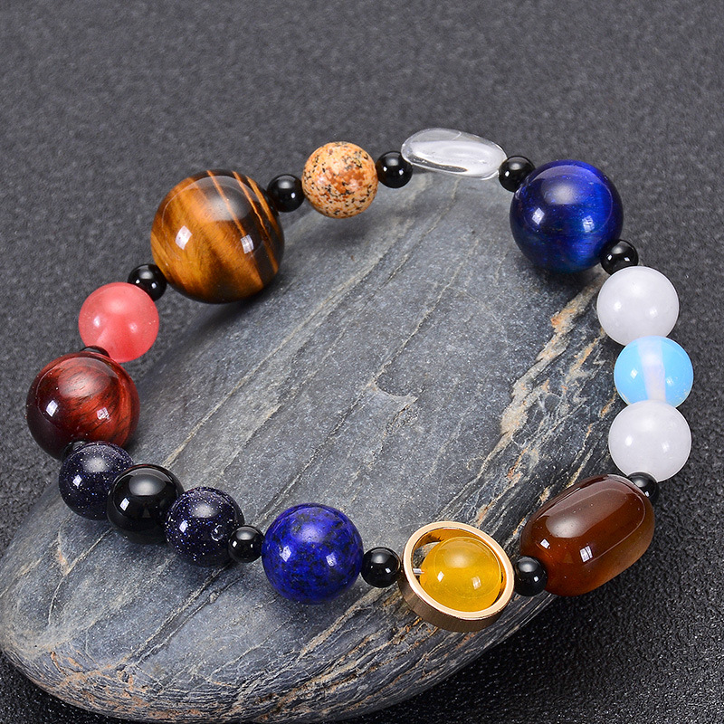 Planet Pattern Men's Gender Fashion Planet Natural Stone Beaded Men's Bracelets Men Beaded Bracelets