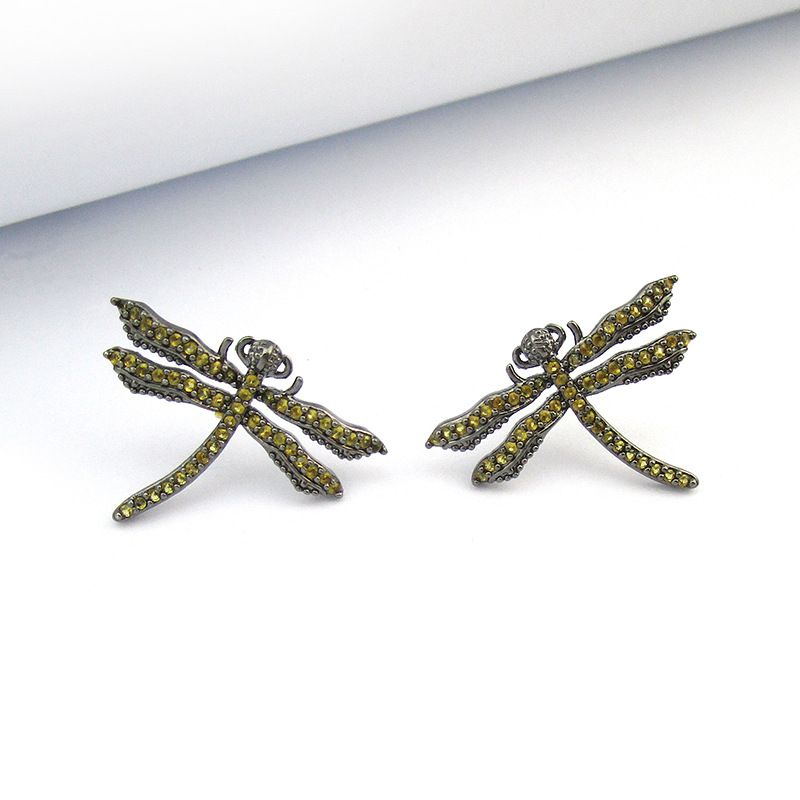 Animal Earrings Cartoon Purple Dragonfly Earrings S925 Sterling Silver Ear Needles Hypoallergenic Earrings Women Wholesale display picture 3