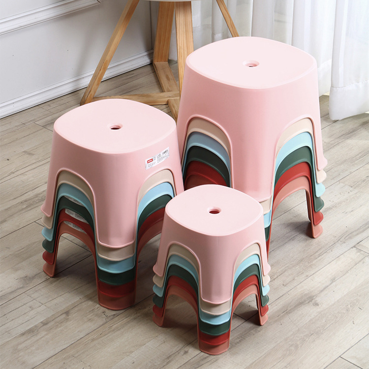 Children's square plastic stool with thickening, kindergarten simple table and chair set, family home use integrated portable rubber pad stool, street stall