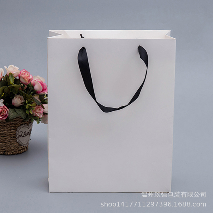 通用空白手提纸袋定制logo 内衣服装手提购物袋 白卡纸手提袋定做