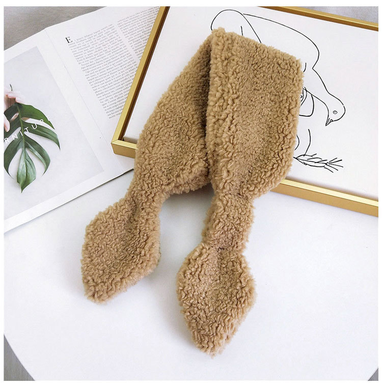 Pointed Cross Solid Color Scarf Female Winter Thick Couple Curl Plush Scarf Student Warm Scarf display picture 1