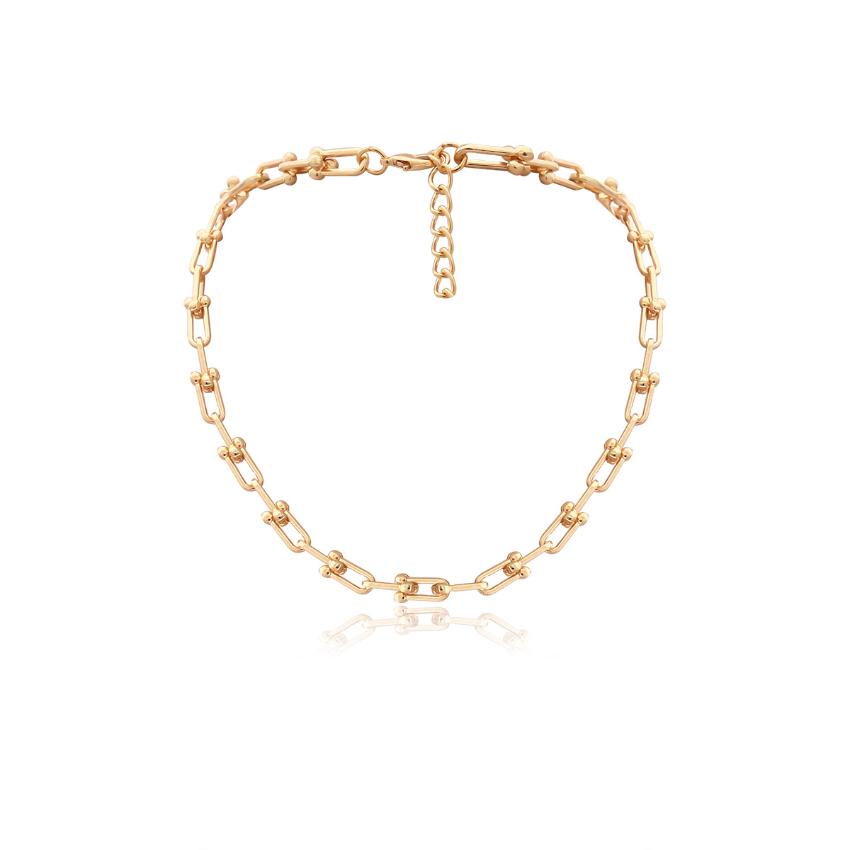 Single-layer Geometric Necklace Female U-shaped Chain Ball-necklace display picture 2