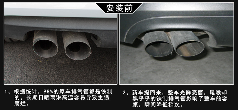 Suitable for Audi Q3 tail throat A3A6LQ5/A4 Titanium Black/A1/A4L/Q7/A6 exhaust pipe blue plated exhaust pipe