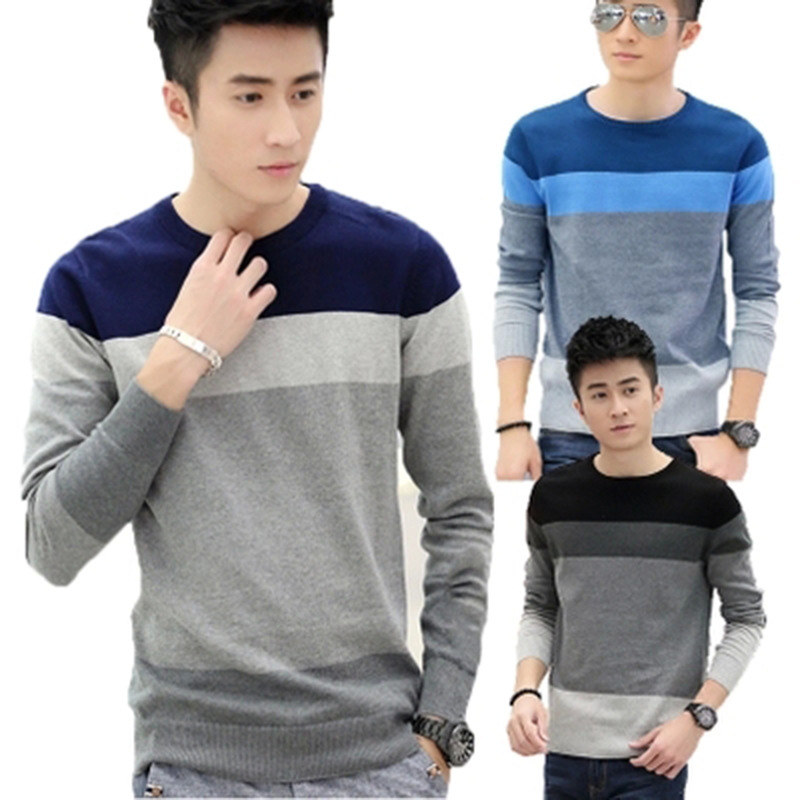 Men's spring and autumn new round neck p...