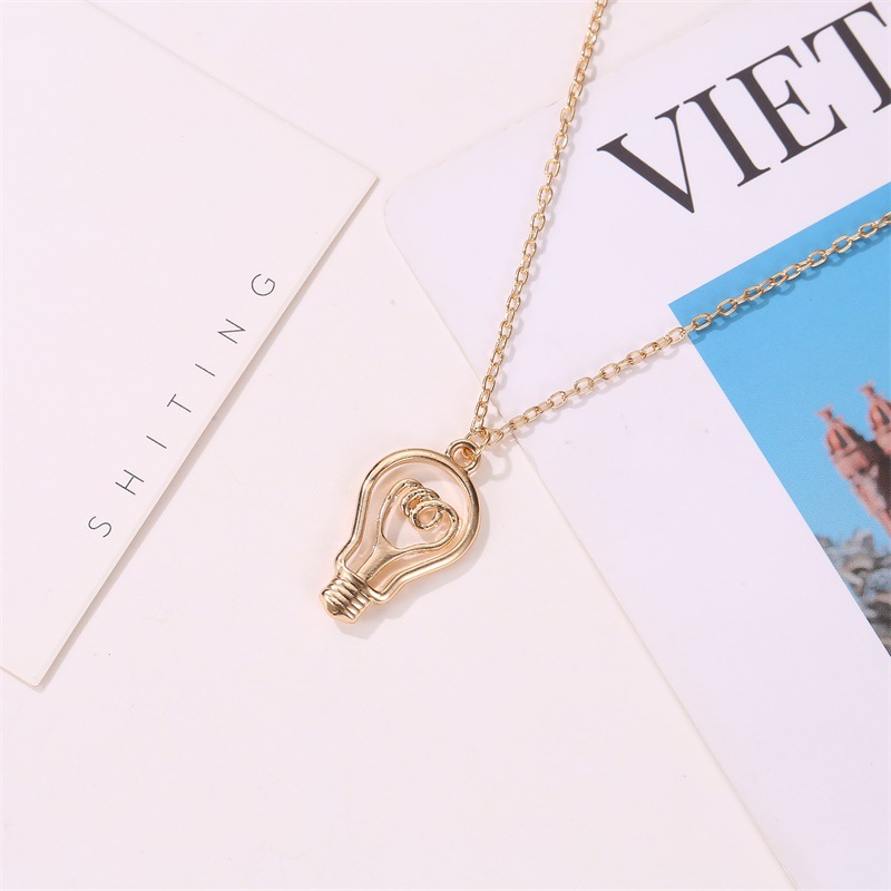 New Light Bulb Shape Ladies Wild Alloy Clavicle Chain Pendant Necklace Jewelry display picture 3
