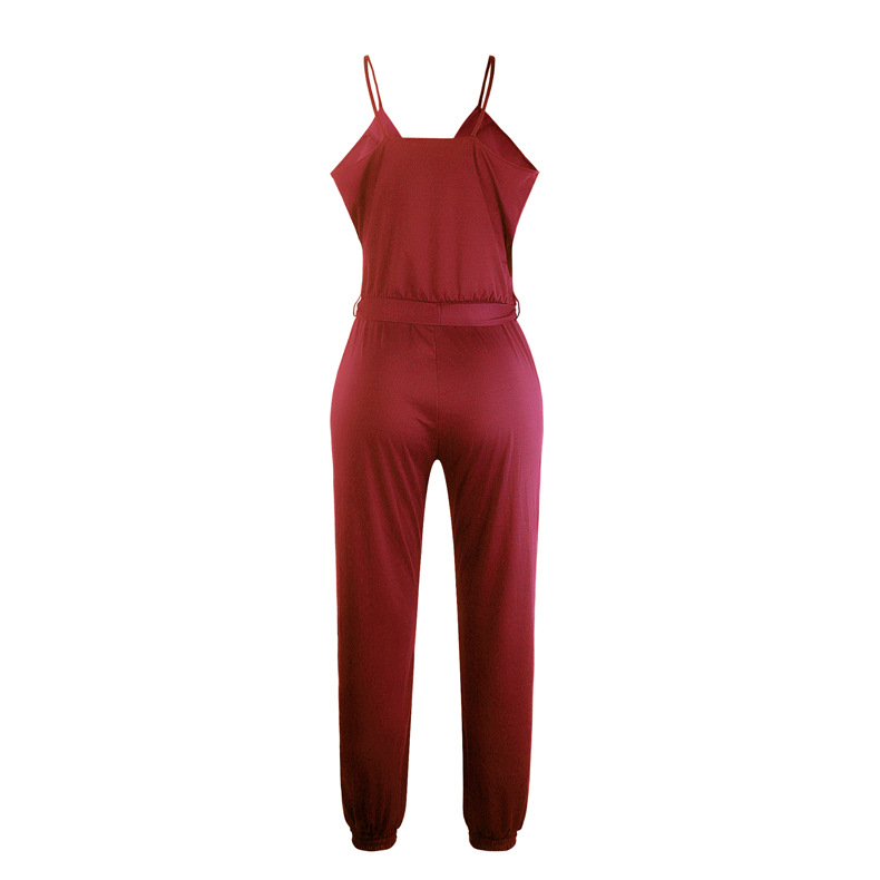 solid color sling belt jumpsuit  NSZH28717