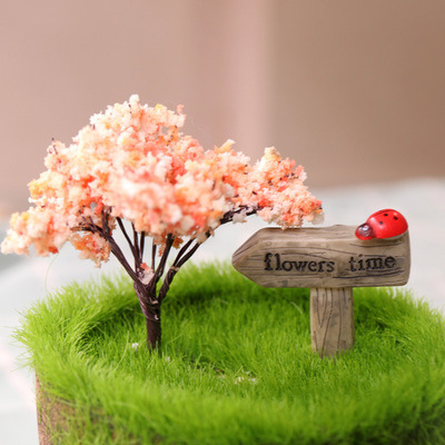 Moss Micro Landscape Ornament Forest Sign Pointer Figurine DIY Assembly Toy Shelf Accent