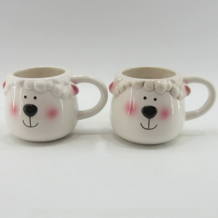 Factory direct cup export Baiyun soil cup painted lamb cup lamb shape ceramic mug cup