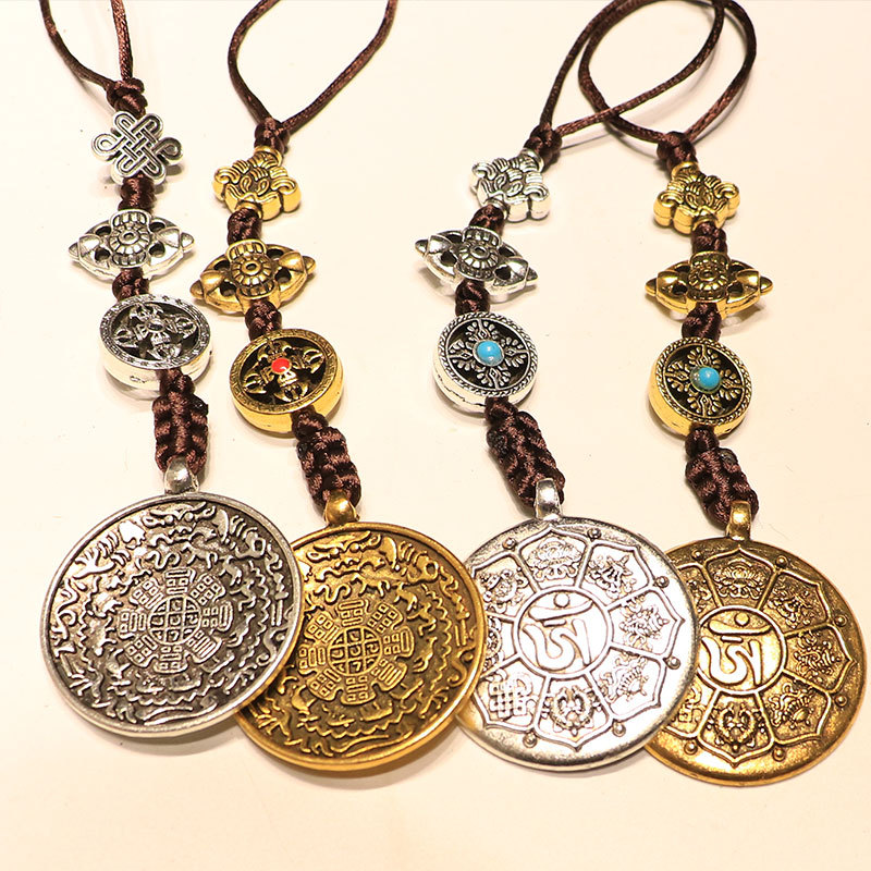 Wholesale Tibetan Nine Palaces Eight Trigrams Belt Pendant, Esoteric Manjushri Twelve Zodiac Zinc Alloy Belt Pendant, Street Vendor Supply