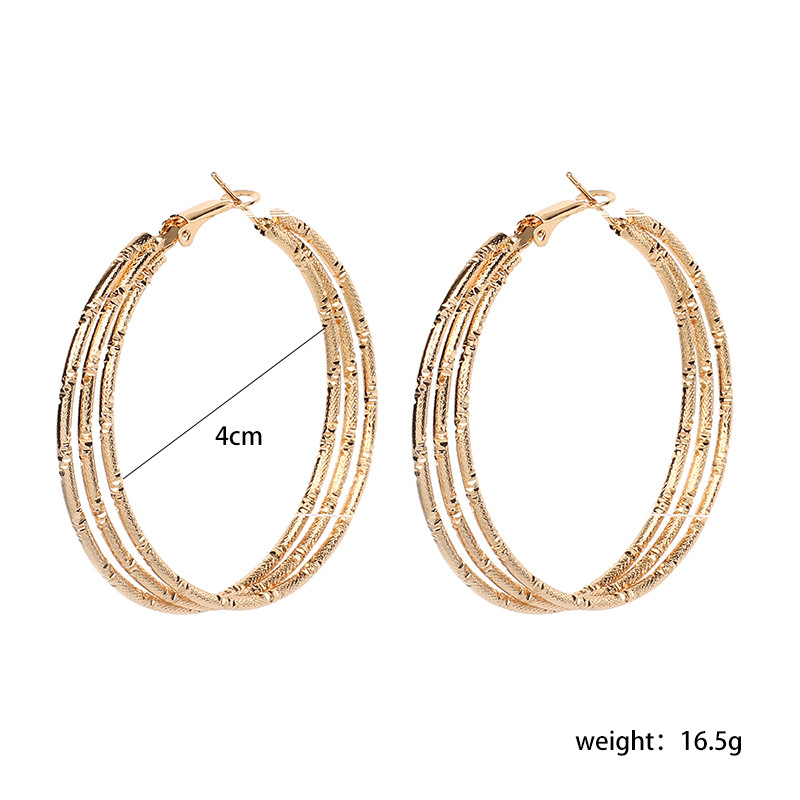 9g Weight Earrings Classification Wedding, Travel Occasion Women'S Gender Fashion Style Gold, Silver Color Metal Ring Exaggerated Geometric Large Frame Circle Earrings 9