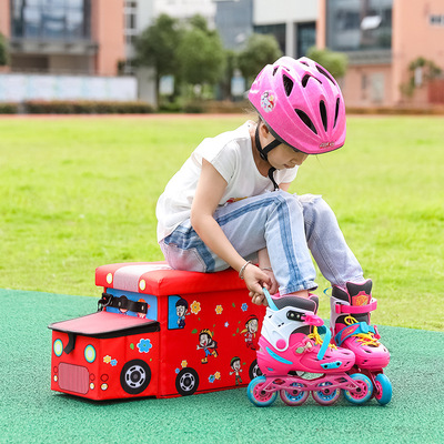 轮滑鞋儿童收纳凳储物凳牛津布创意旱冰鞋套装汽车收纳箱整理箱子|ru