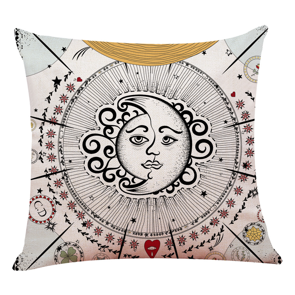 亚马逊 wish爆款 跨境新款创意塔罗棉麻抱枕套 汽车抱枕 沙发靠垫