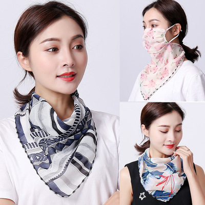sunshade Sunscreen UV Mask Neck protection Veil summer ventilation cycling drive a car Face triangle Silk scarf
