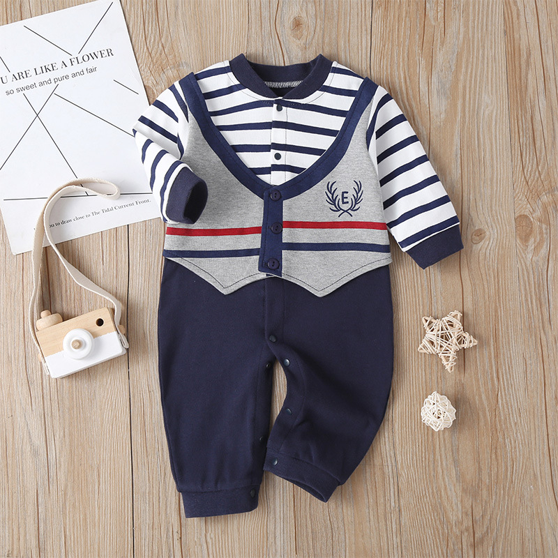 New Baby Long-sleeved One-piece Spring And Autumn Bow Tie Gentleman Male Baby Romper display picture 1